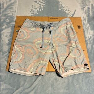 RVCA Gray and Blue Pastel Swim Board Shorts Boardies 32